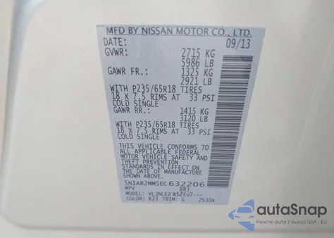 2014 Nissan Pathfinder Sv из США, поврежденный, VIN 5N1AR2MM5EC632206